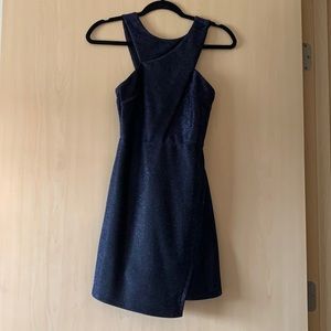Topshop Metallic Navy Halter Dress